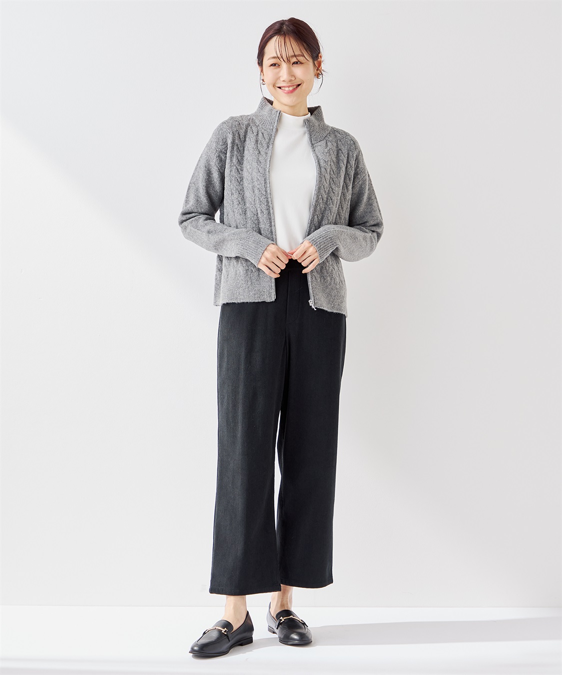 Petit Honfleur ケーブルジップカーディガン_sub_16