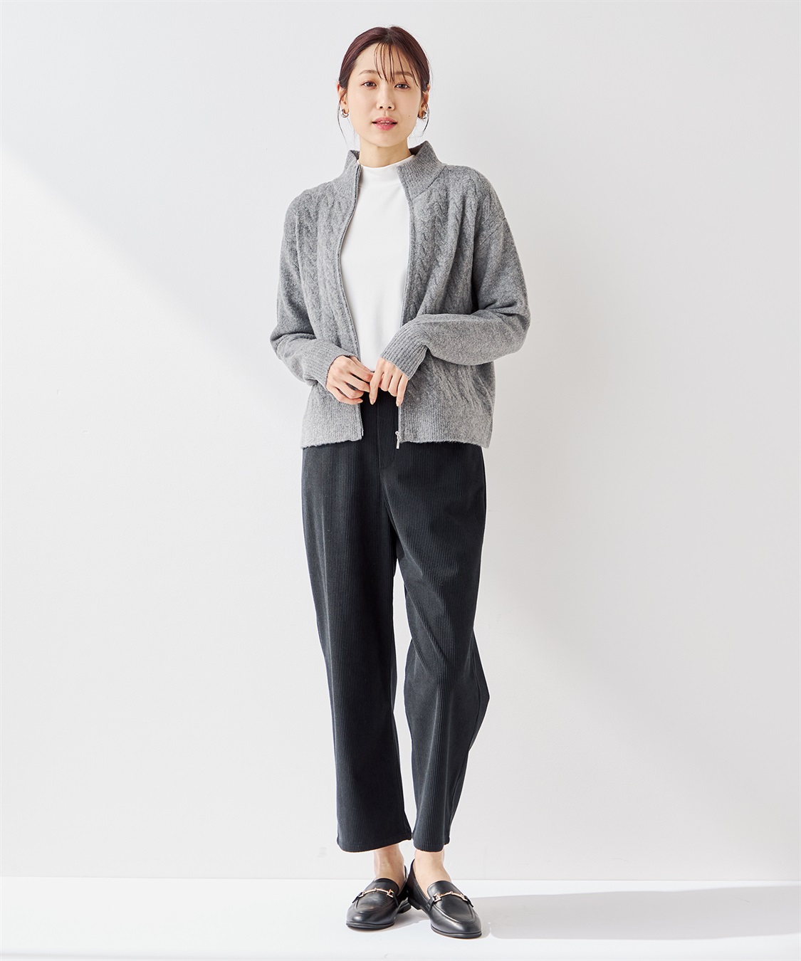 Petit Honfleur ケーブルジップカーディガン_sub_17