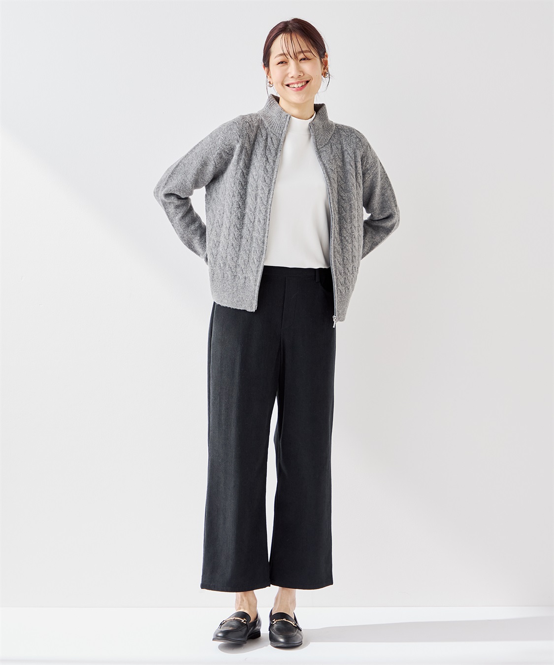 Petit Honfleur ケーブルジップカーディガン_sub_18