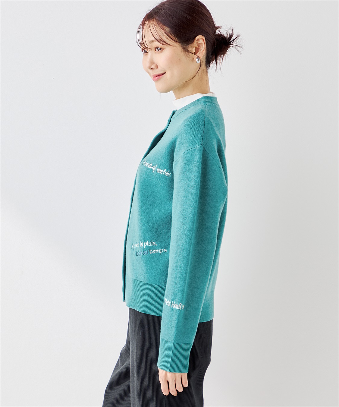 Petit Honfleur メッセージ刺しゅうカーディガン_sub_3