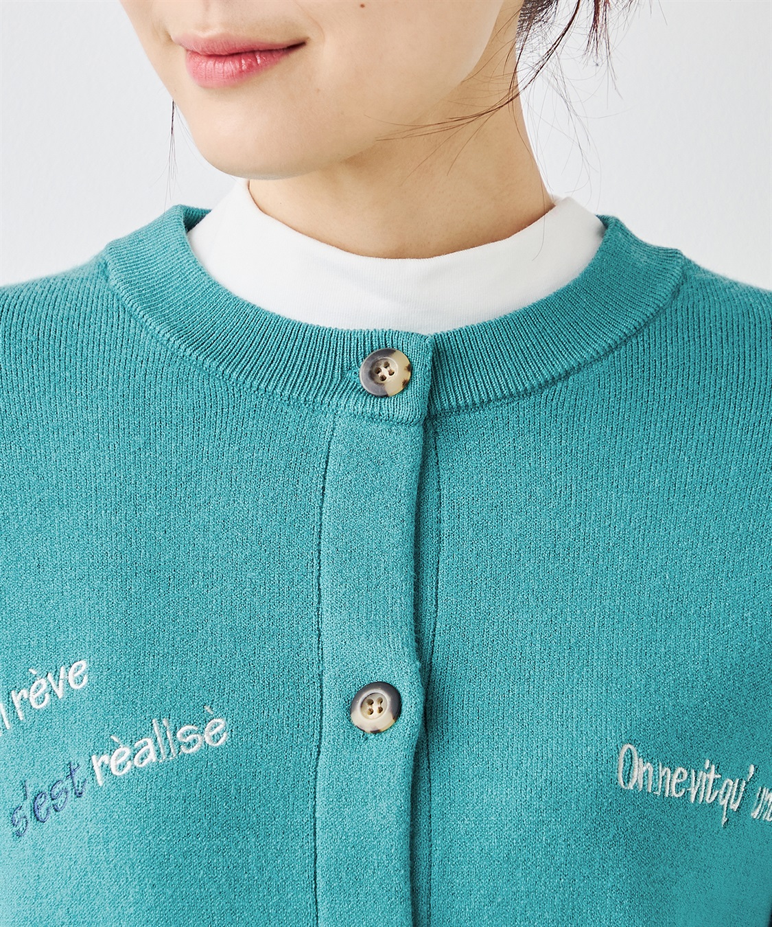 Petit Honfleur メッセージ刺しゅうカーディガン_sub_5