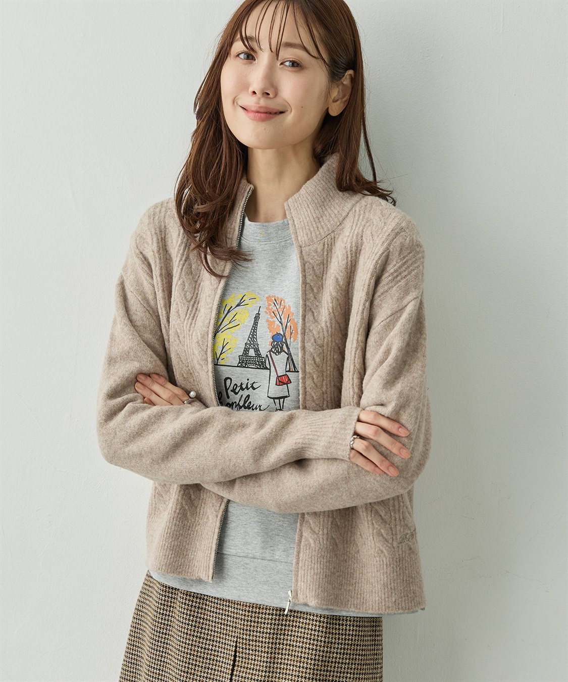 Petit Honfleur ケーブルZIPニットカーディガン【ハンドウォッシャブル】_sub_7