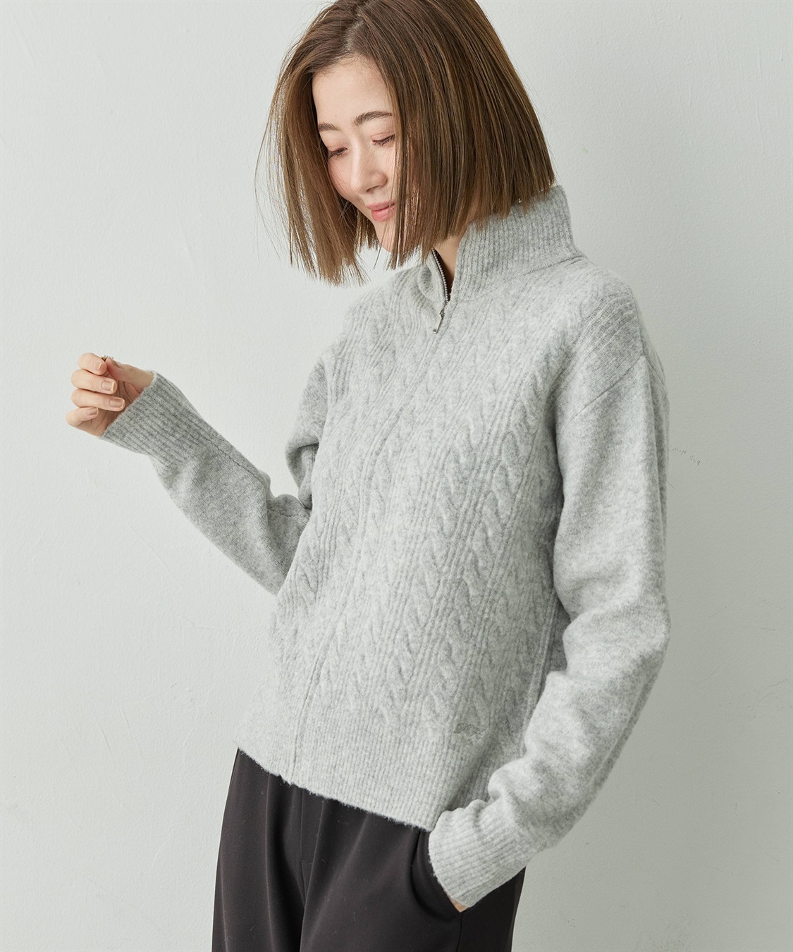 Petit Honfleur ケーブルZIPニットカーディガン【ハンドウォッシャブル】_sub_10