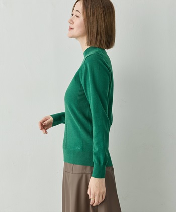 Petit Honfleur フロントケーブル編みハイネックニットプルオーバー【楽ちんニットシリーズ・静電気防止・ウォッシャブル】_subthumb_2