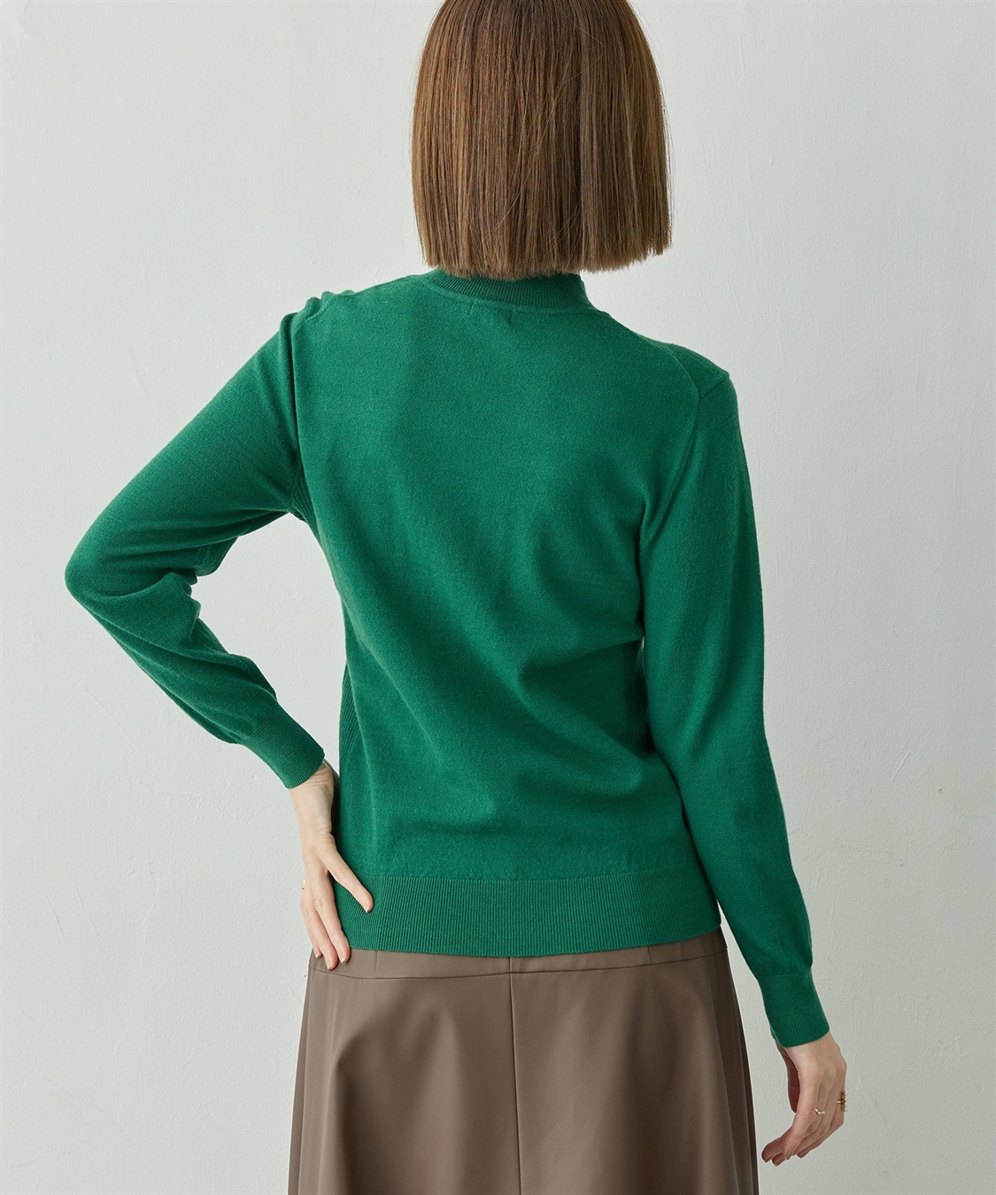 Petit Honfleur フロントケーブル編みハイネックニットプルオーバー【楽ちんニットシリーズ・静電気防止・ウォッシャブル】_sub_3