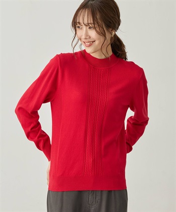 Petit Honfleur フロントケーブル編みハイネックニットプルオーバー【楽ちんニットシリーズ・静電気防止・ウォッシャブル】_subthumb_7