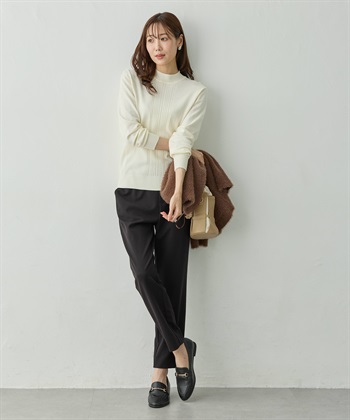 Petit Honfleur フロントケーブル編みハイネックニットプルオーバー【楽ちんニットシリーズ・静電気防止・ウォッシャブル】_subthumb_11