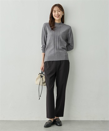 Petit Honfleur フロントケーブル編みハイネックニットプルオーバー【楽ちんニットシリーズ・静電気防止・ウォッシャブル】_subthumb_13