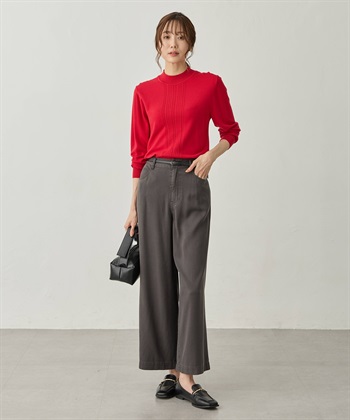 Petit Honfleur フロントケーブル編みハイネックニットプルオーバー【楽ちんニットシリーズ・静電気防止・ウォッシャブル】_subthumb_15