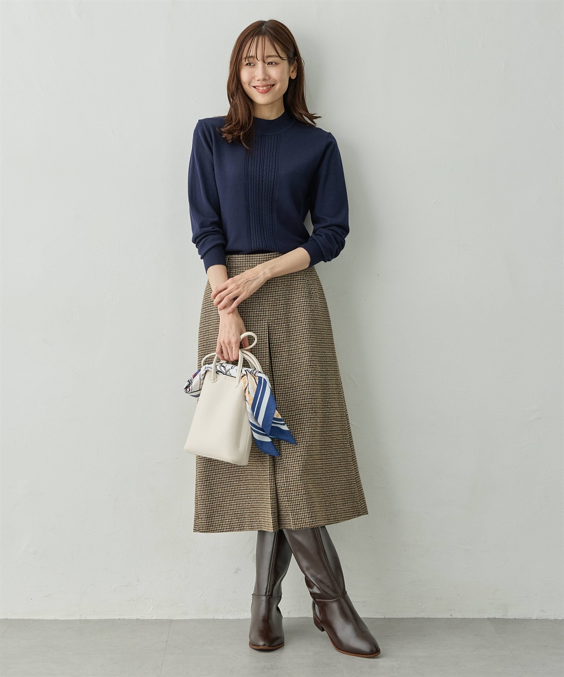 Petit Honfleur フロントケーブル編みハイネックニットプルオーバー【楽ちんニットシリーズ・静電気防止・ウォッシャブル】_sub_17