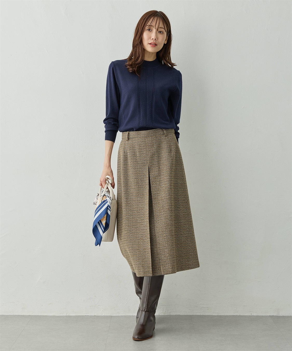 Petit Honfleur フロントケーブル編みハイネックニットプルオーバー【楽ちんニットシリーズ・静電気防止・ウォッシャブル】_sub_18