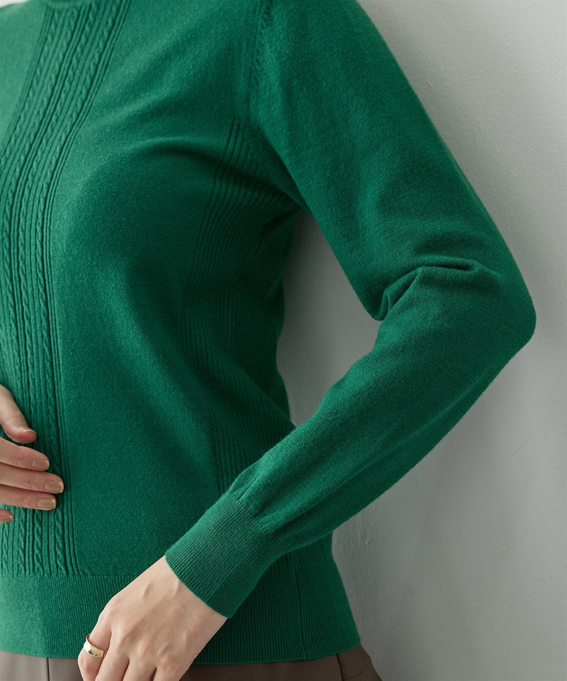 Petit Honfleur フロントケーブル編みハイネックニットプルオーバー【楽ちんニットシリーズ・静電気防止・ウォッシャブル】_sub_21