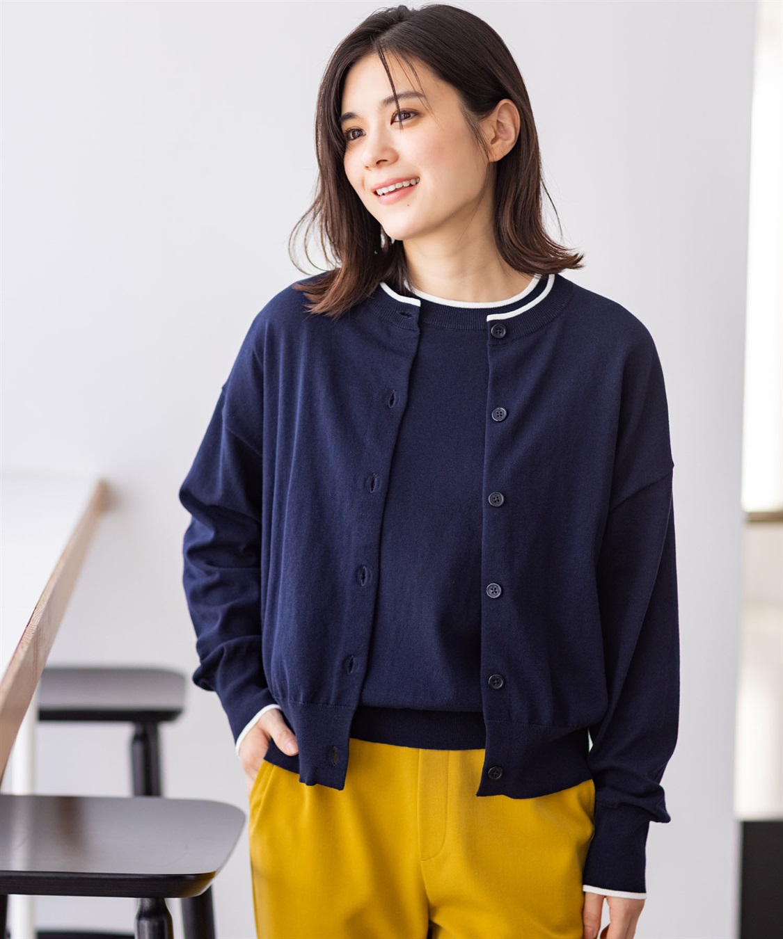 Petit Honfleur バイカラーニットカーディガン_sub_2