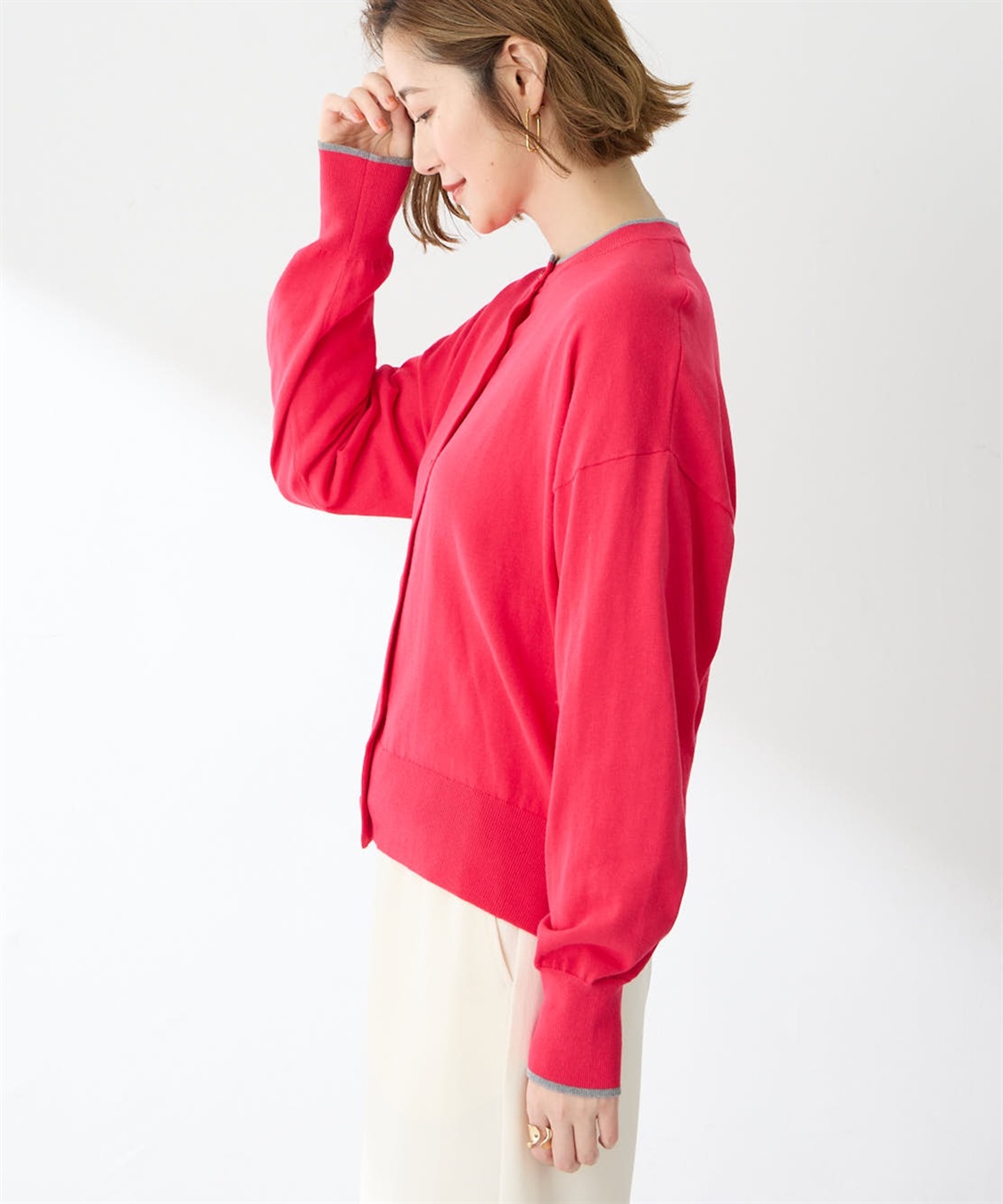 Petit Honfleur バイカラーニットカーディガン_sub_5