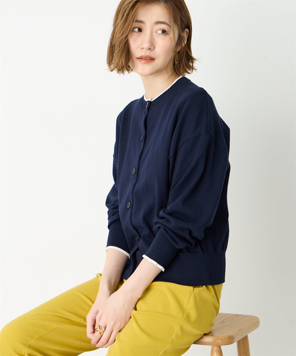 Petit Honfleur バイカラーニットカーディガン_sub_8