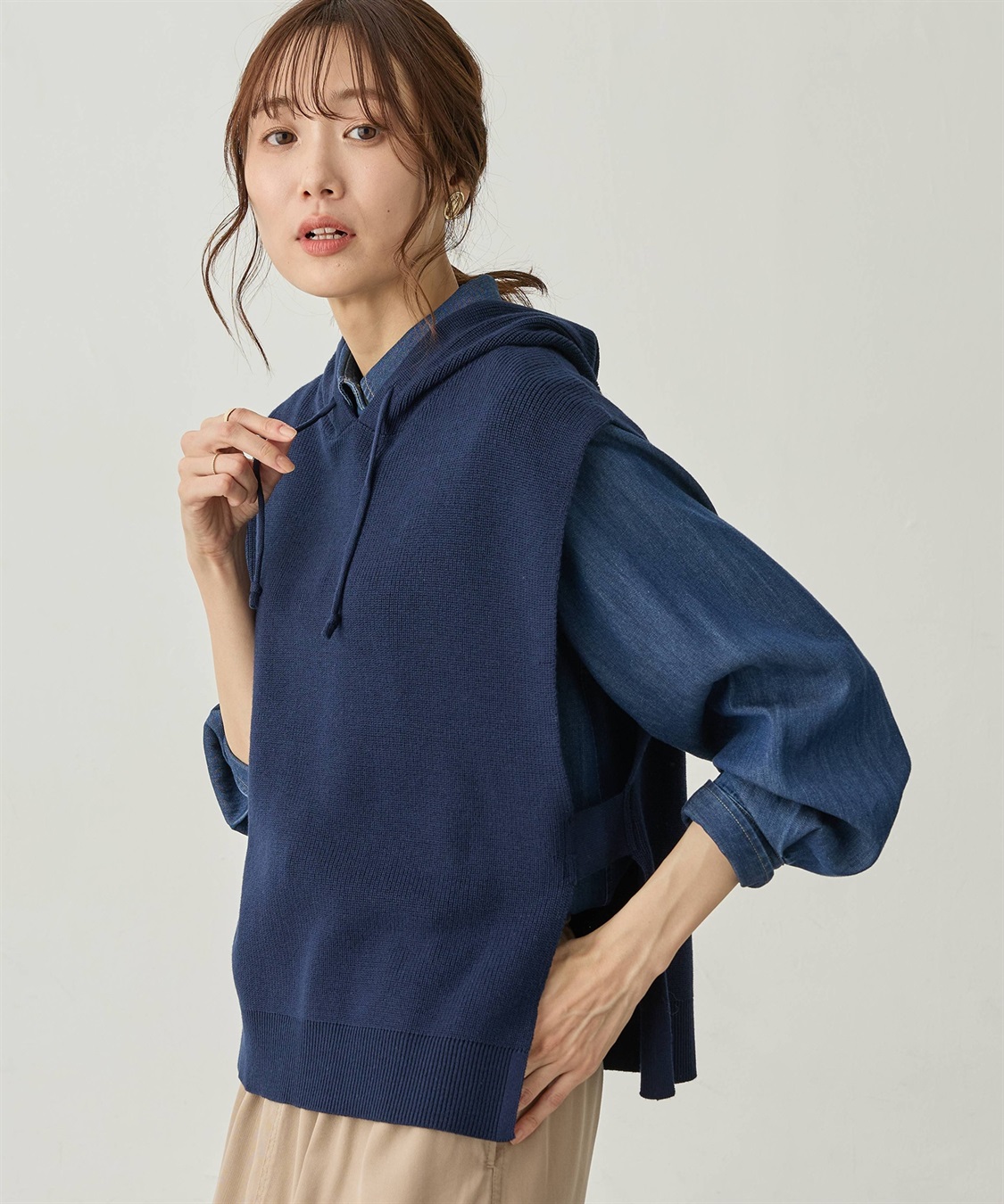 Petit Honfleur フードニットベスト【ウォッシャブル】_sub_5