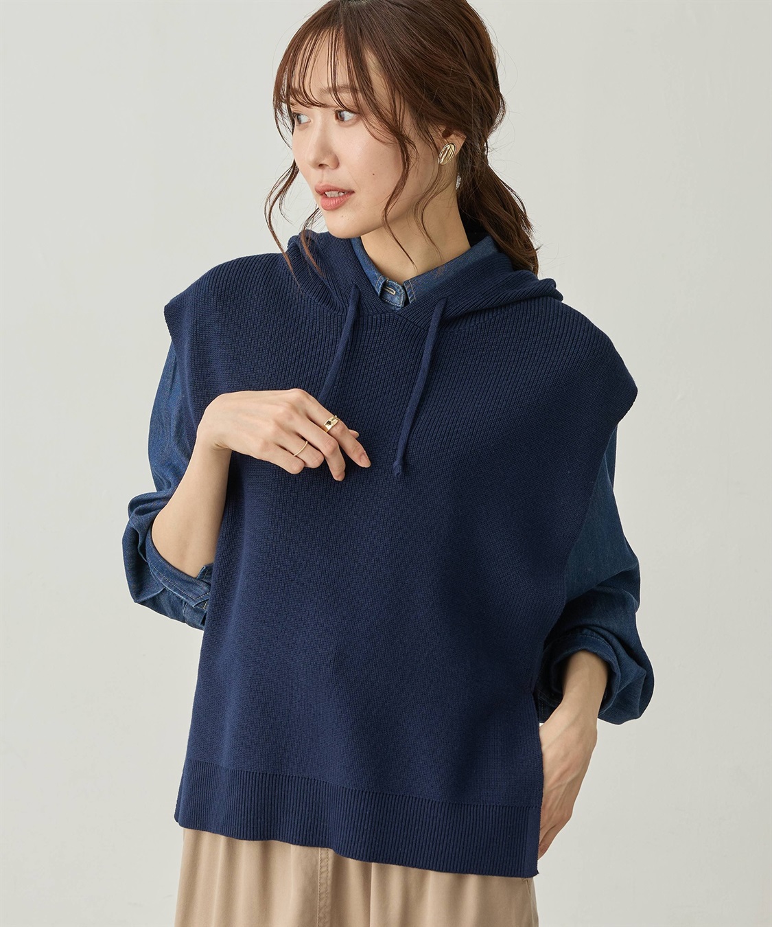 Petit Honfleur フードニットベスト【ウォッシャブル】_sub_6