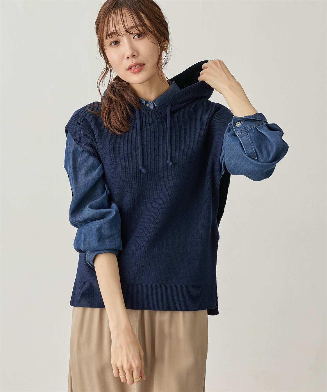 Petit Honfleur フードニットベスト【ウォッシャブル】_sub_7