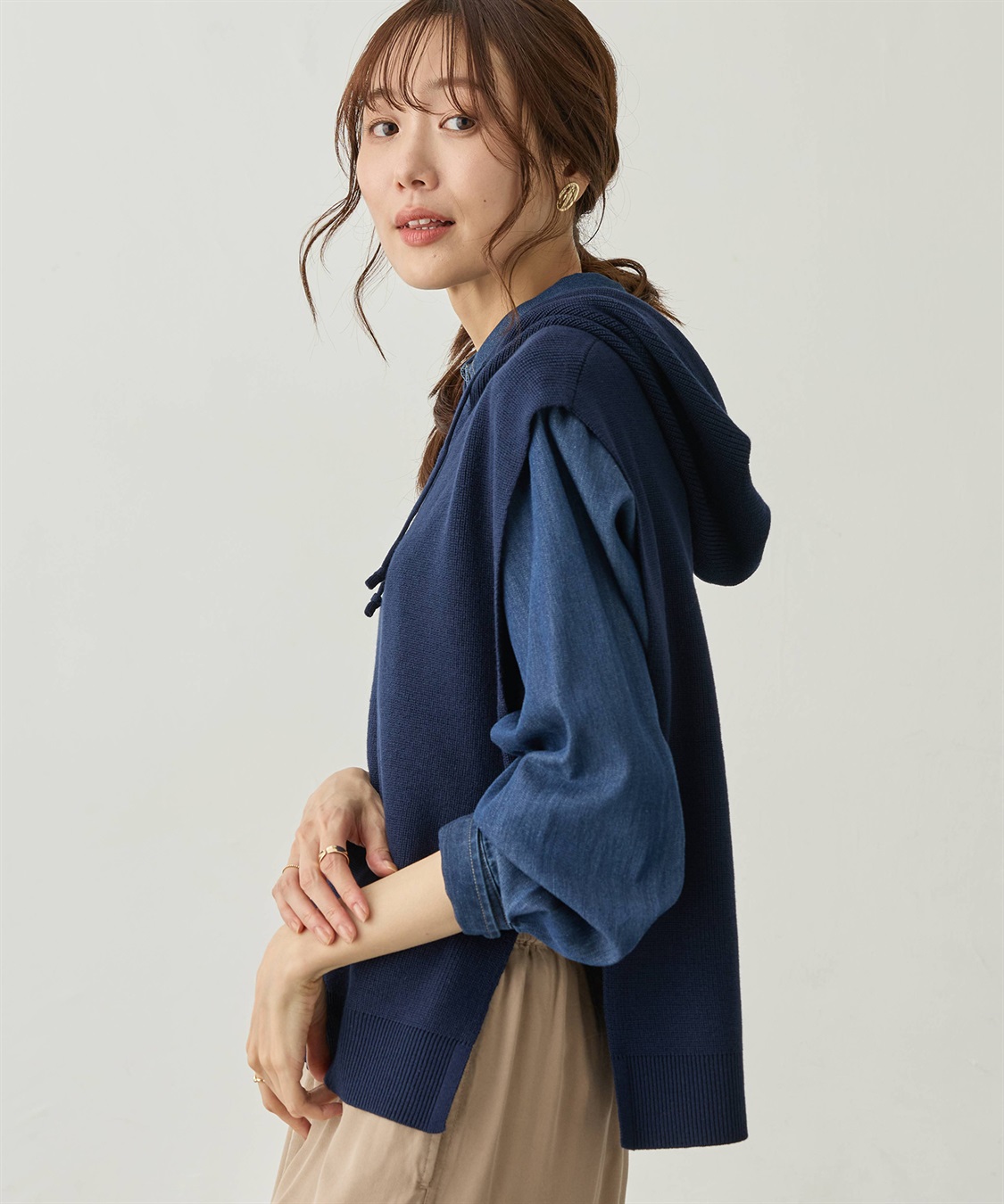 Petit Honfleur フードニットベスト【ウォッシャブル】_sub_8