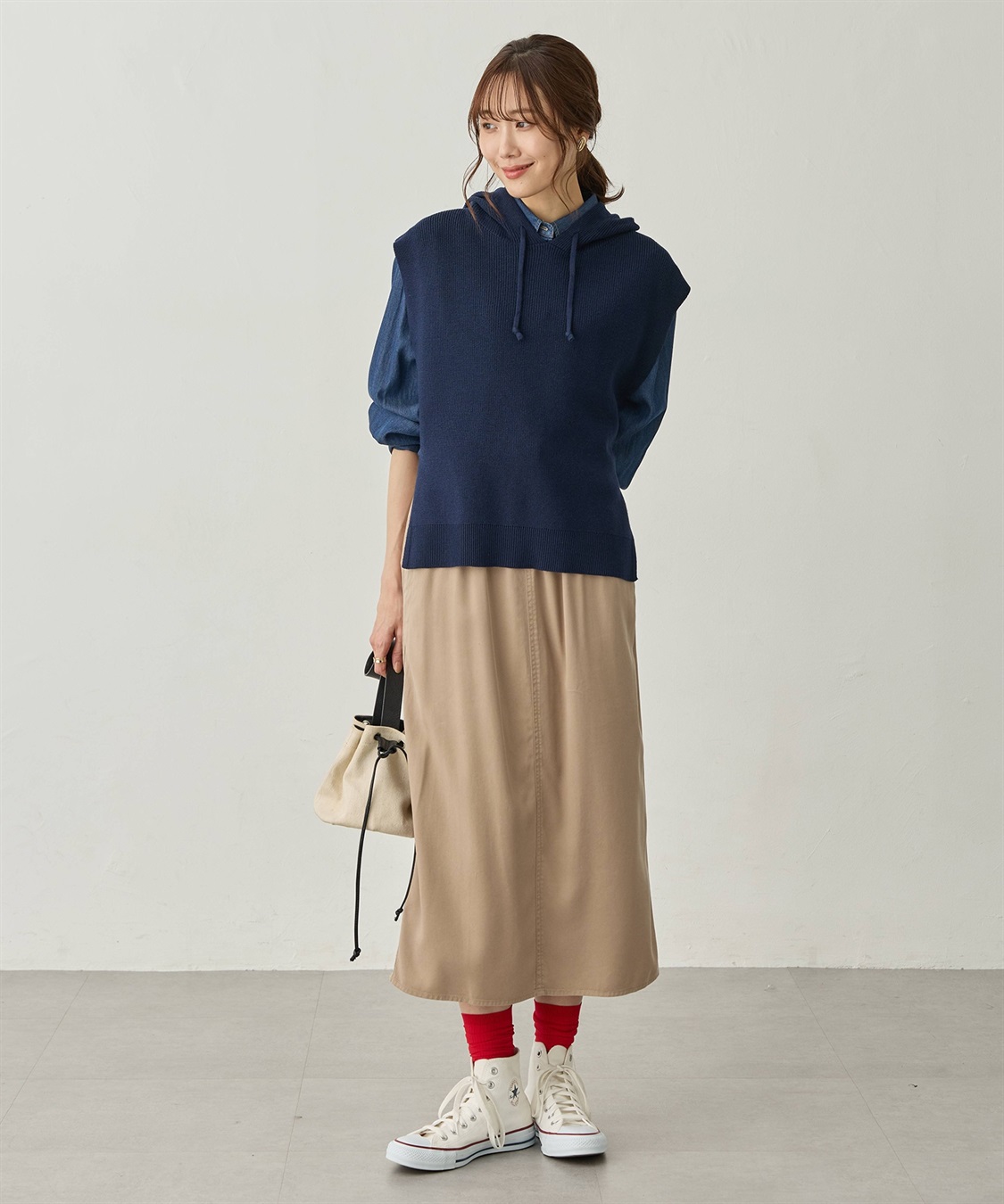 Petit Honfleur フードニットベスト【ウォッシャブル】_sub_12