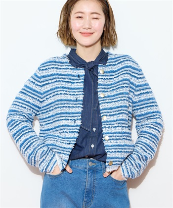 Petit Honfleur ツイード風ニットクルーカーディガン【ハンドウォッシャブル】_subthumb_2