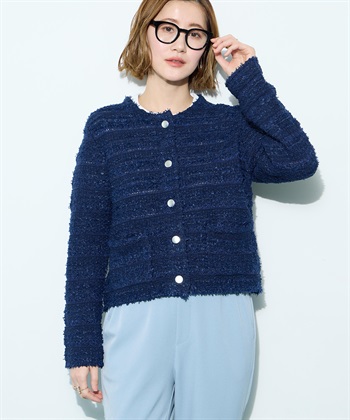 Petit Honfleur ツイード風ニットクルーカーディガン【ハンドウォッシャブル】_subthumb_4