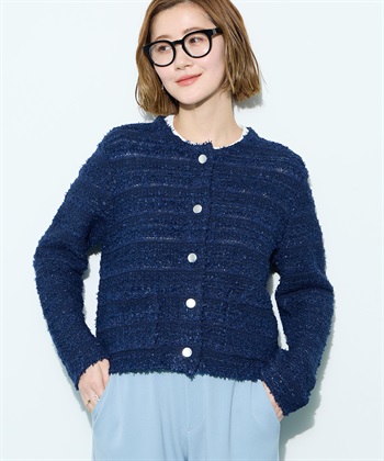 Petit Honfleur ツイード風ニットクルーカーディガン【ハンドウォッシャブル】_subthumb_5