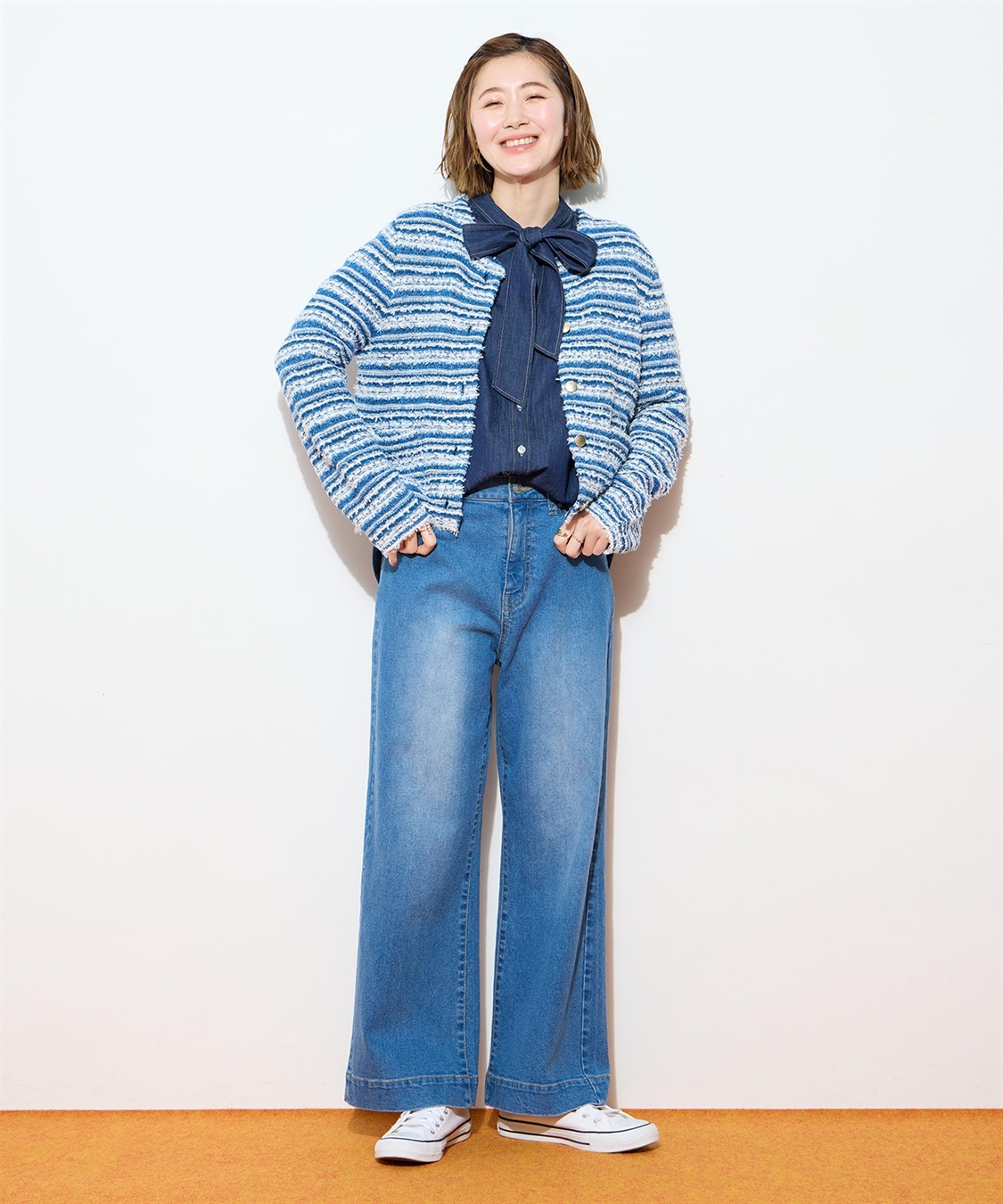 Petit Honfleur ツイード風ニットクルーカーディガン【ハンドウォッシャブル】_sub_9