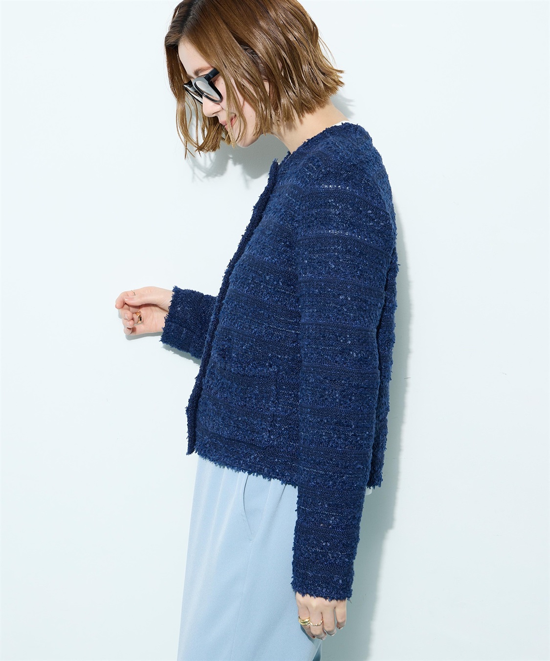 Petit Honfleur ツイード風ニットクルーカーディガン【ハンドウォッシャブル】_sub_14