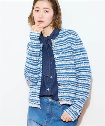 Petit Honfleur ツイード風ニットクルーカーディガン【ハンドウォッシャブル】_subthumb_16