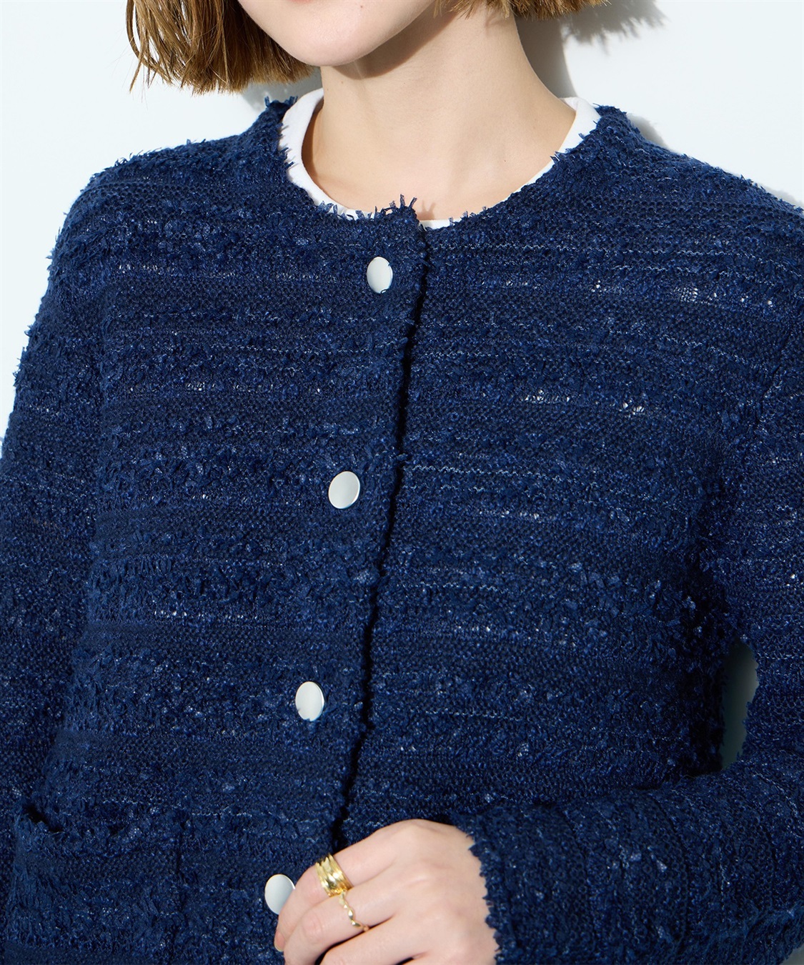 Petit Honfleur ツイード風ニットクルーカーディガン【ハンドウォッシャブル】_sub_18