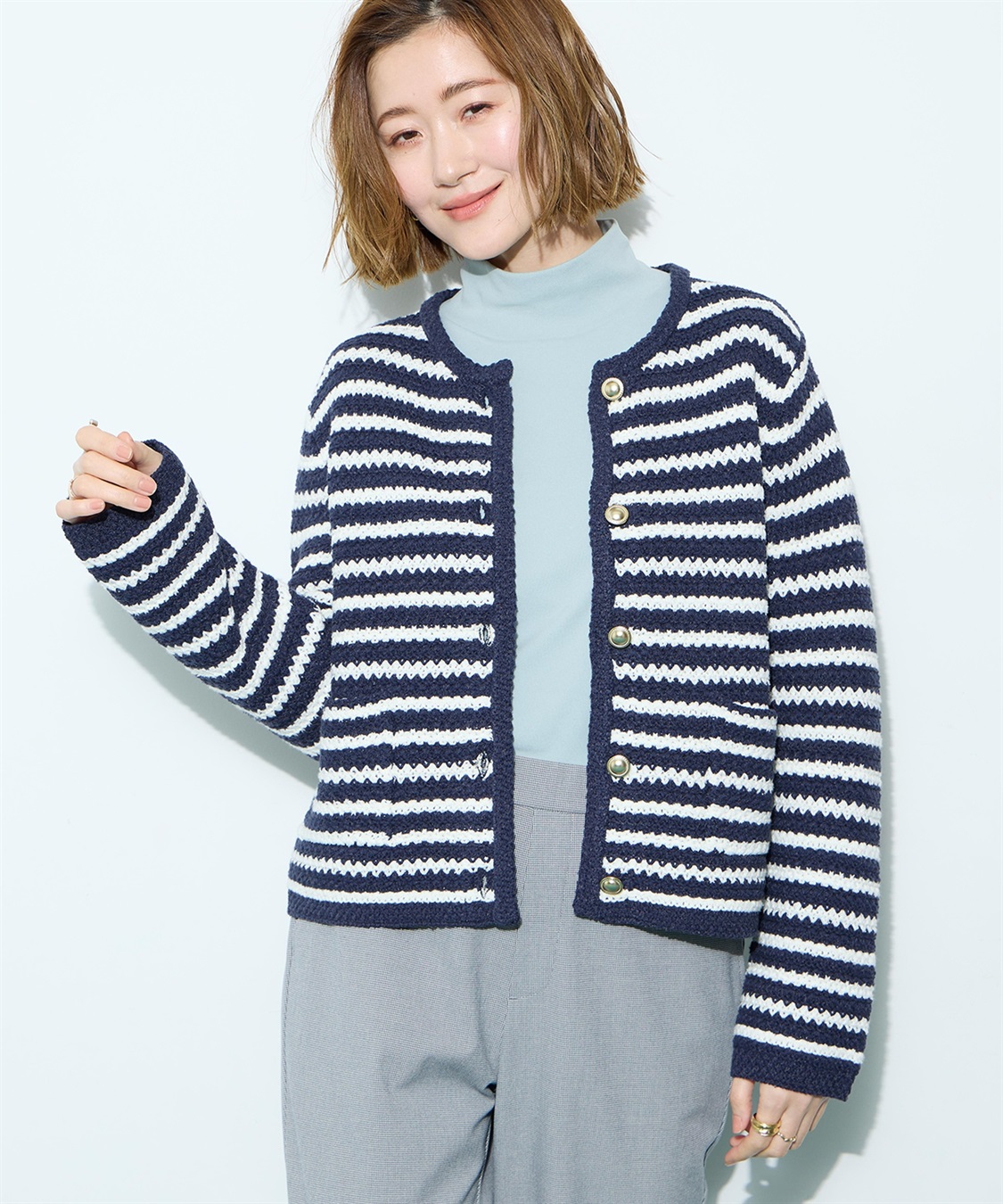 Petit Honfleur ボーダーカーディガン_sub_3
