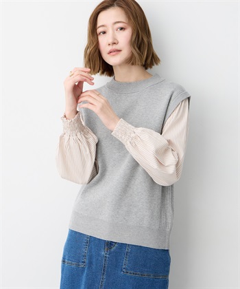 Petit Honfleur ストライプドッキングニットプルオーバー【ウォッシャブル】_subthumb_1