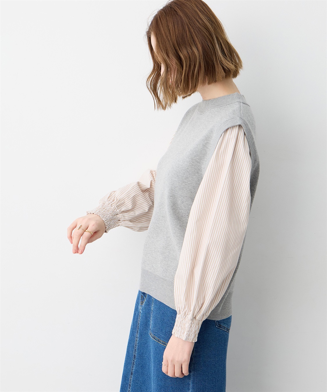 Petit Honfleur ストライプドッキングニットプルオーバー【ウォッシャブル】_sub_3