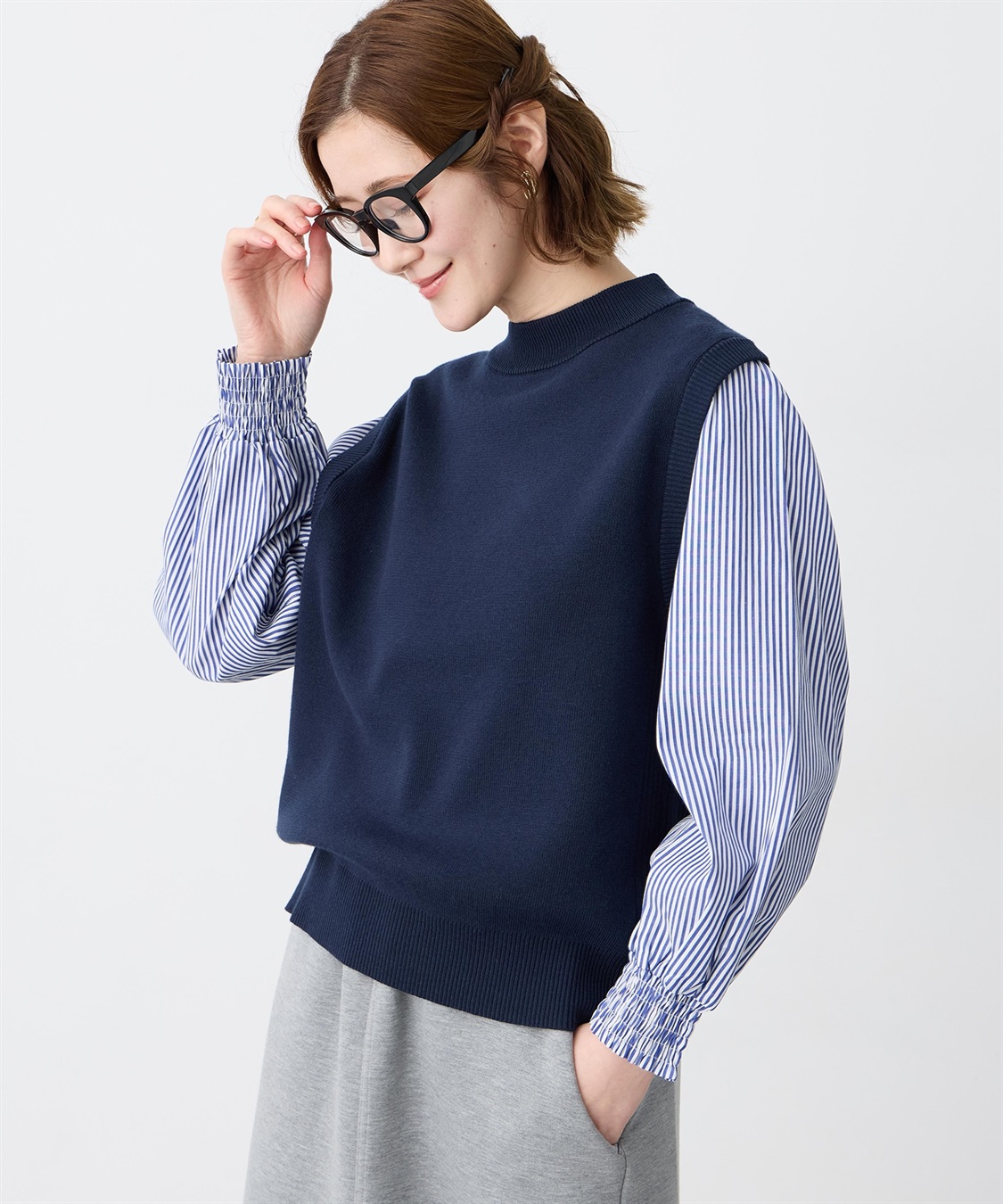 Petit Honfleur ストライプドッキングニットプルオーバー【ウォッシャブル】_sub_5