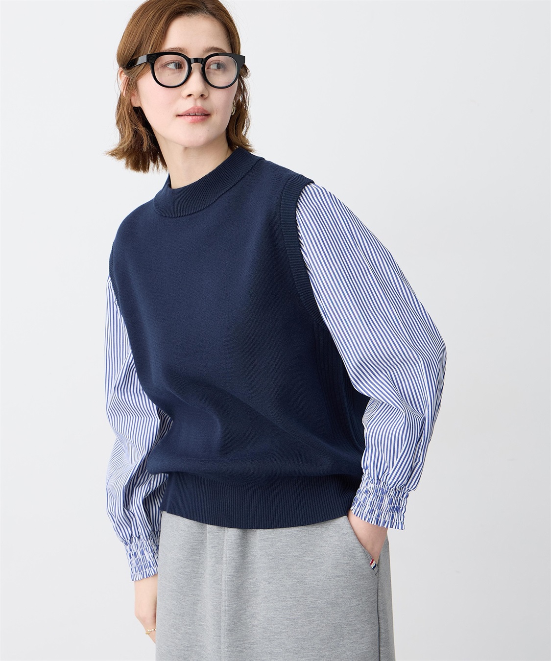 Petit Honfleur ストライプドッキングニットプルオーバー【ウォッシャブル】_sub_6