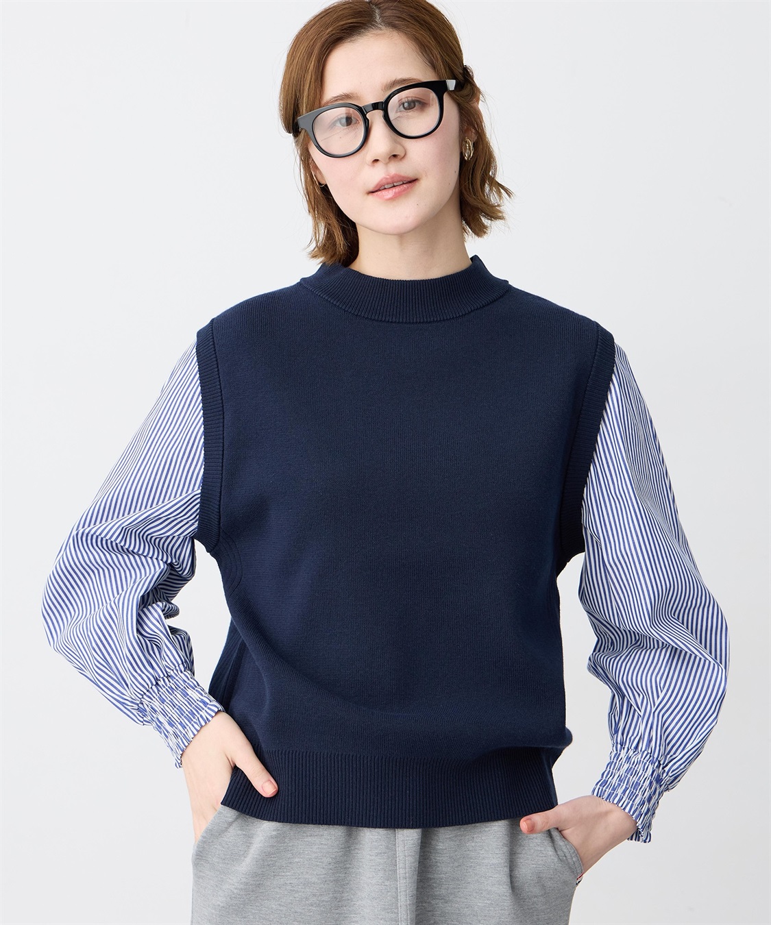 Petit Honfleur ストライプドッキングニットプルオーバー【ウォッシャブル】_sub_7