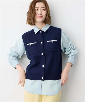 Petit Honfleur 胸ポケットニットベスト【ウォッシャブル】_subthumb_5