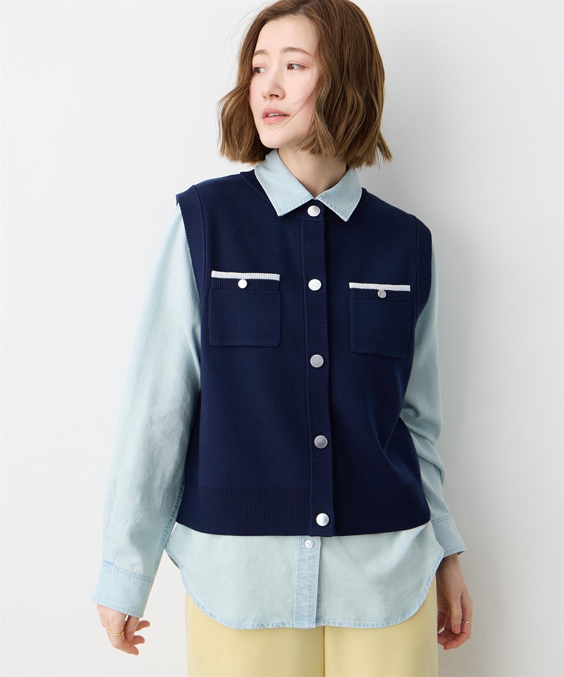Petit Honfleur 胸ポケットニットベスト【ウォッシャブル】_sub_7