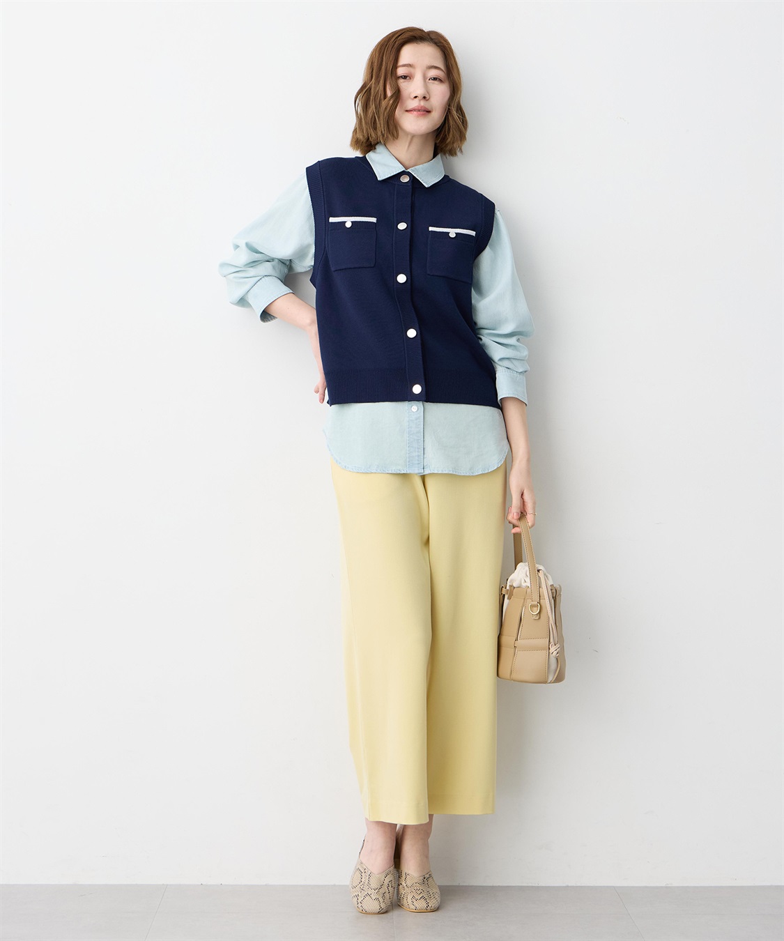 Petit Honfleur 胸ポケットニットベスト【ウォッシャブル】_sub_10