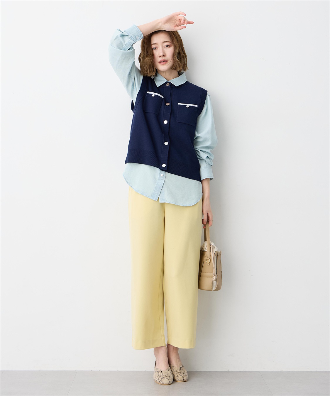 Petit Honfleur 胸ポケットニットベスト【ウォッシャブル】_sub_11