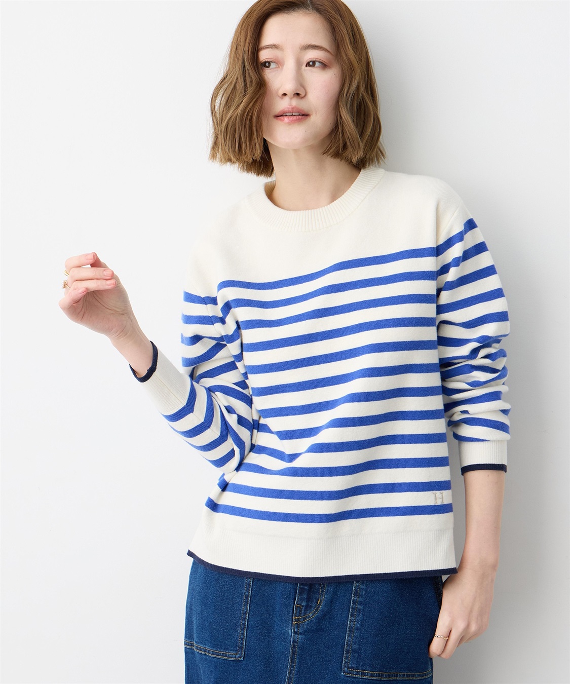 Petit Honfleur ミラノリブボーダーニットプルオーバー【ウォッシャブル】_sub_1