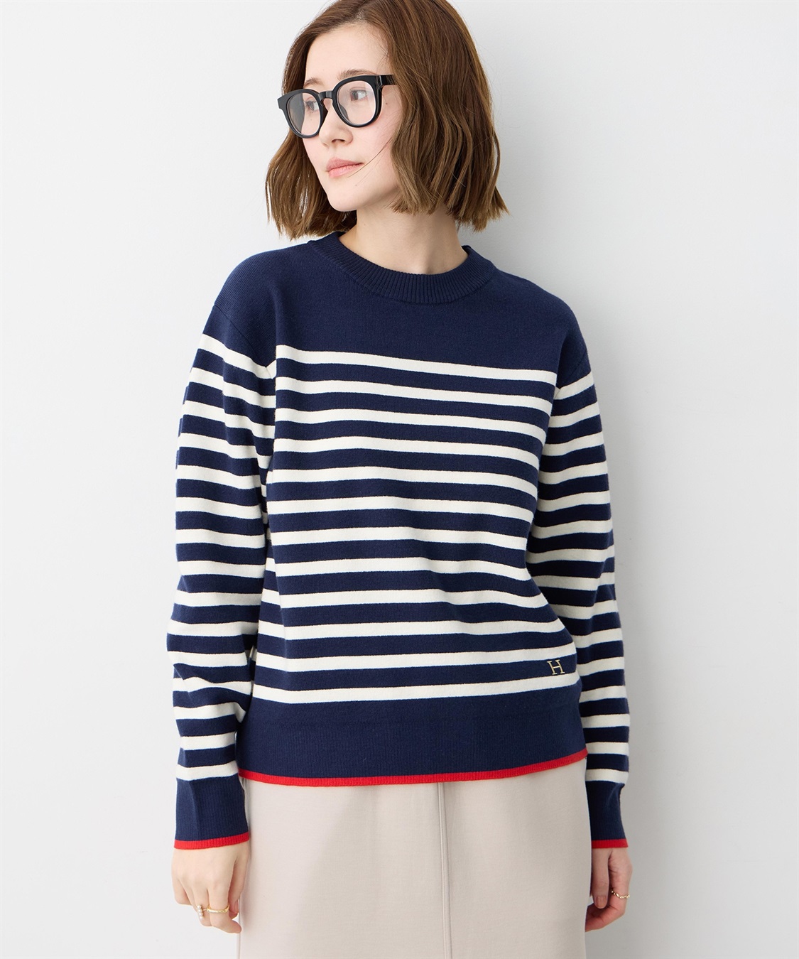 Petit Honfleur ミラノリブボーダーニットプルオーバー【ウォッシャブル】_sub_5