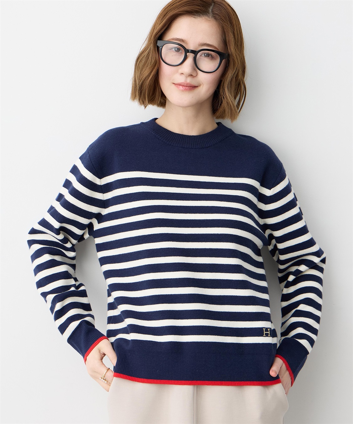 Petit Honfleur ミラノリブボーダーニットプルオーバー【ウォッシャブル】_sub_6