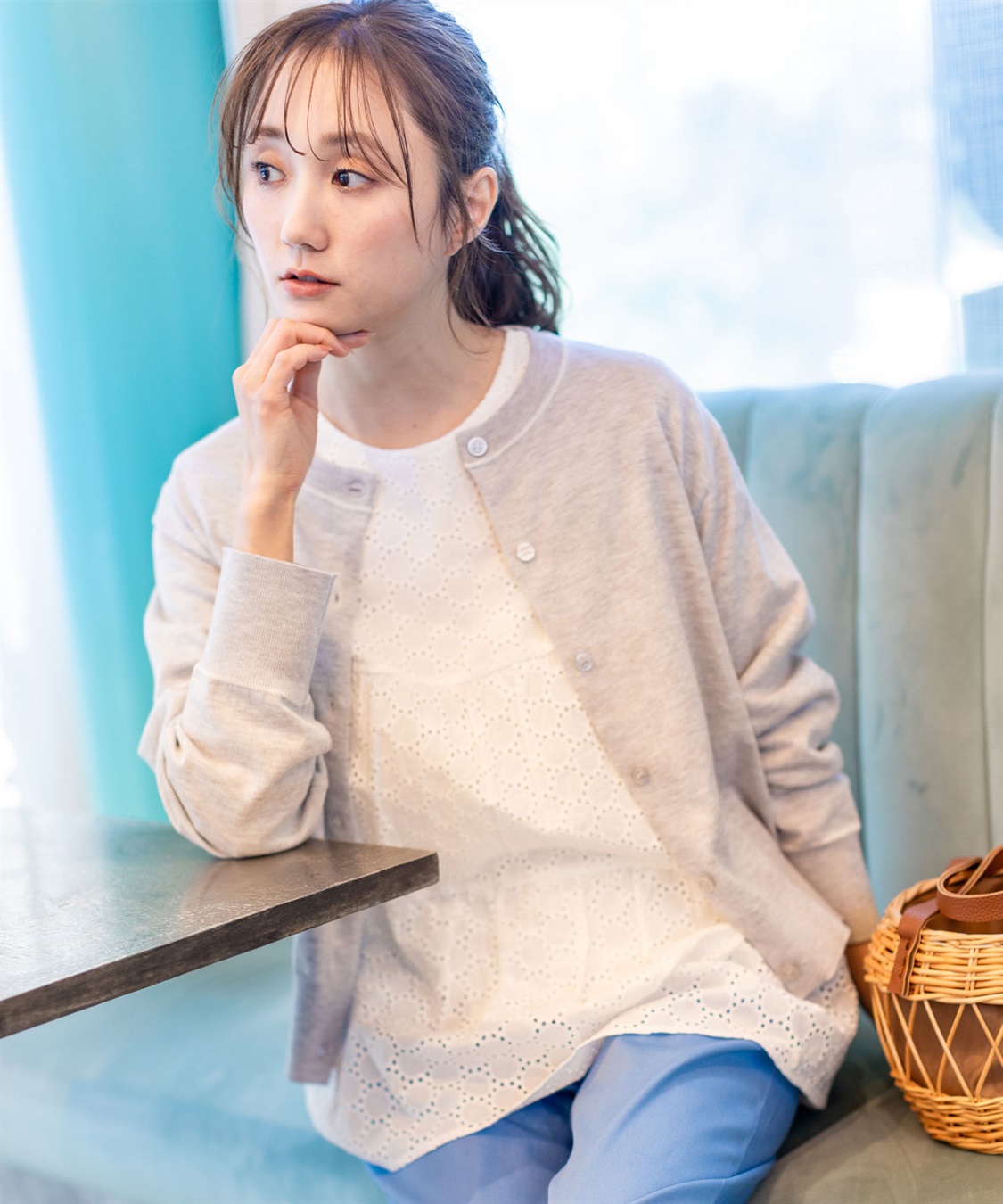 Petit Honfleur ファンクションクルーネックカーディガン【接触冷感・UVカット・ウォッシャブル】_sub_1