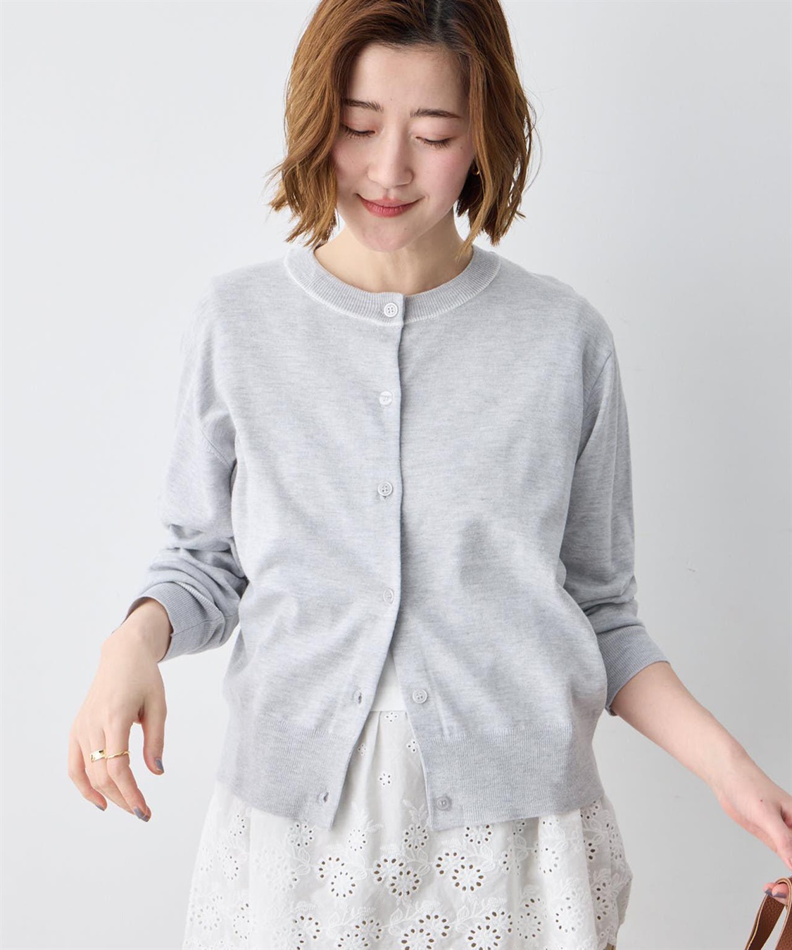 Petit Honfleur ファンクションクルーネックカーディガン【接触冷感・UVカット・ウォッシャブル】_sub_4