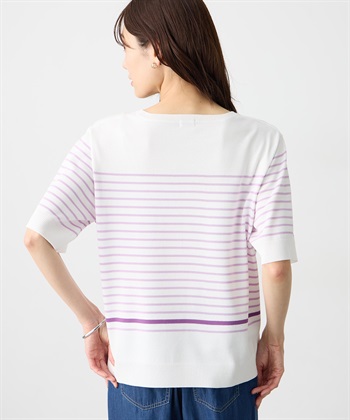 Petit Honfleur ハーフスリーブニットボーダープルオーバー【UVカット・接触冷感】_subthumb_2