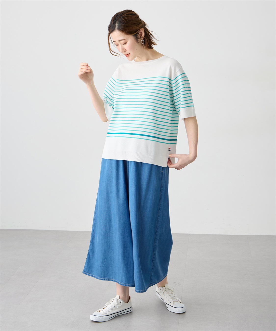 Petit Honfleur ハーフスリーブニットボーダープルオーバー【UVカット・接触冷感】_sub_8