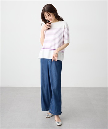 Petit Honfleur ハーフスリーブニットボーダープルオーバー【UVカット・接触冷感】_subthumb_9