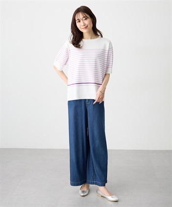 Petit Honfleur ハーフスリーブニットボーダープルオーバー【UVカット・接触冷感】_subthumb_10